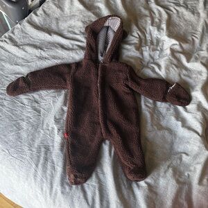 Baby Brown Sherpa Hooded One-Piece Bunting Suit